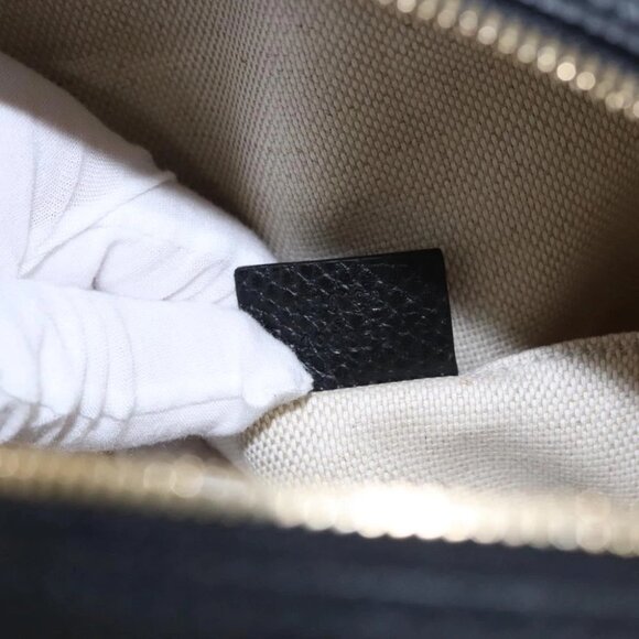 GUCCI Chain Interlocking Backpack Leather Gold Black 536192 Auth 115987AV - Picture 15 of 16